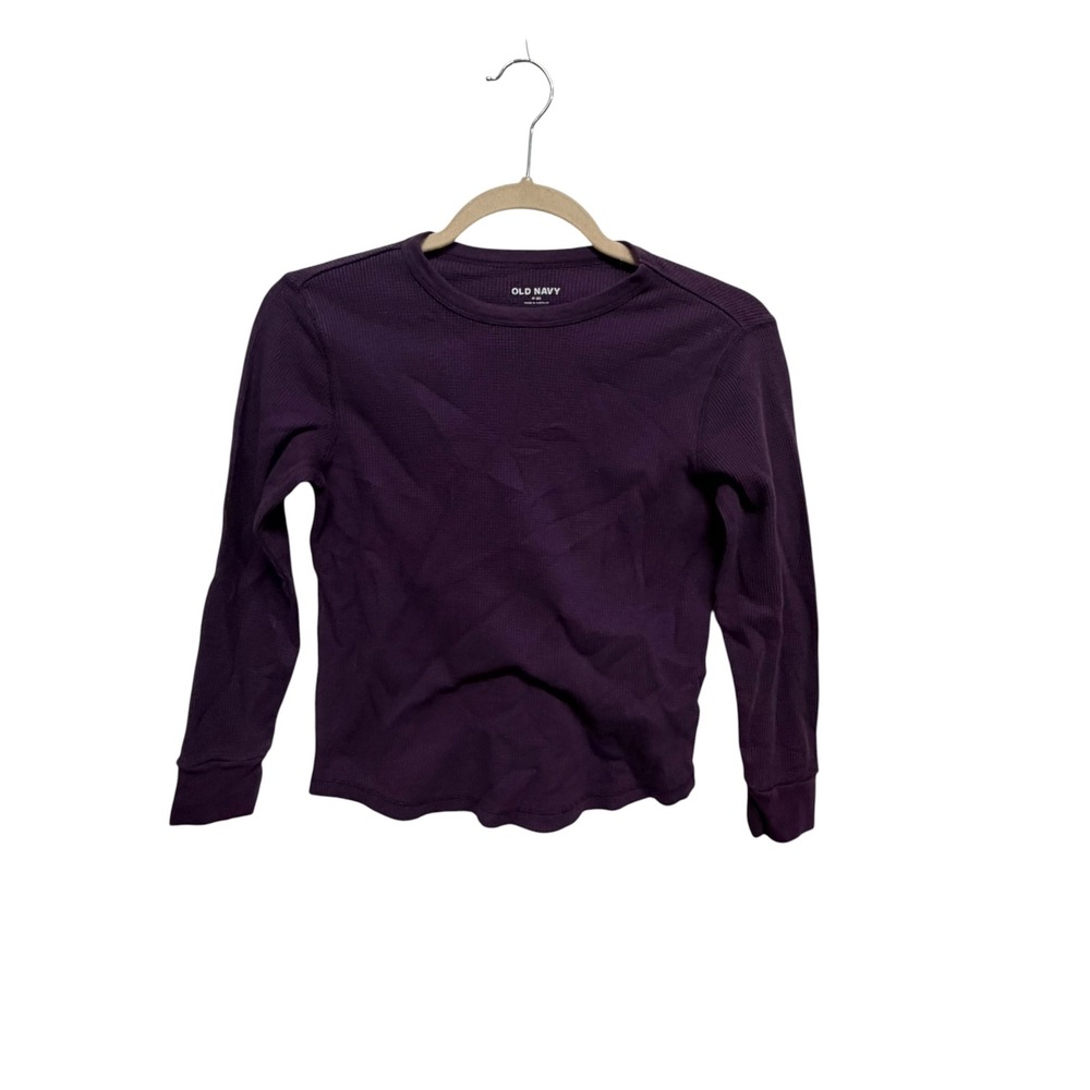 Old Navy Kids Thermal Waffle Knit Shirt Medium 8 Purple Long Sleeve